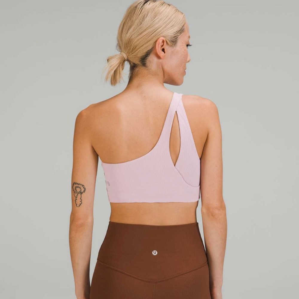 Lululemon Ribbed Nulu Asymmetrical Yoga Bra *Light Support, A/B Cup Pink Peony 6
